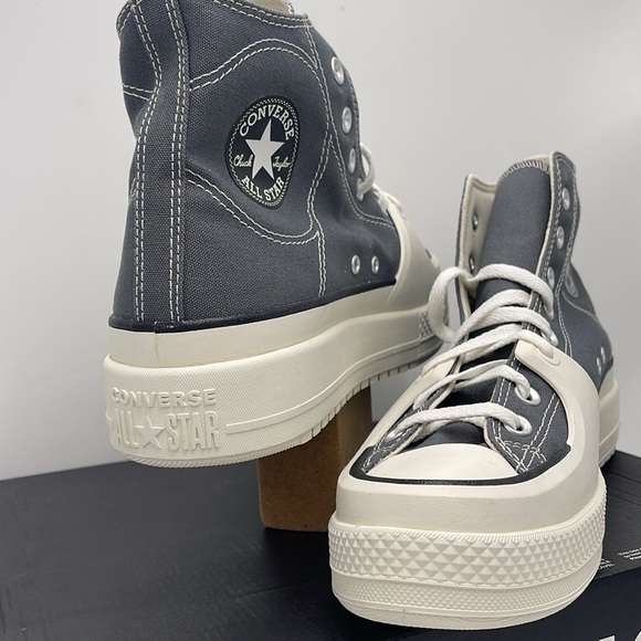 Converse Men’s A05116C CTAS CONSTRUCT HI CYBER GREY/VINTAGE WHITE/EGRET Platform - Picture 9 of 16